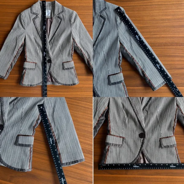 Lucy Paris Striped Blazer S Pinstripe Y2K Academia Preppy Fall Riding Jacket - Image 8