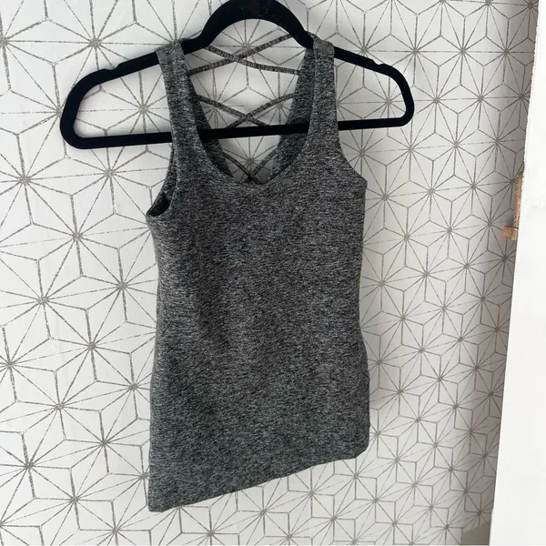 Beyond Yoga Gray Marled Spacedye Lace Back Tank - Image 2
