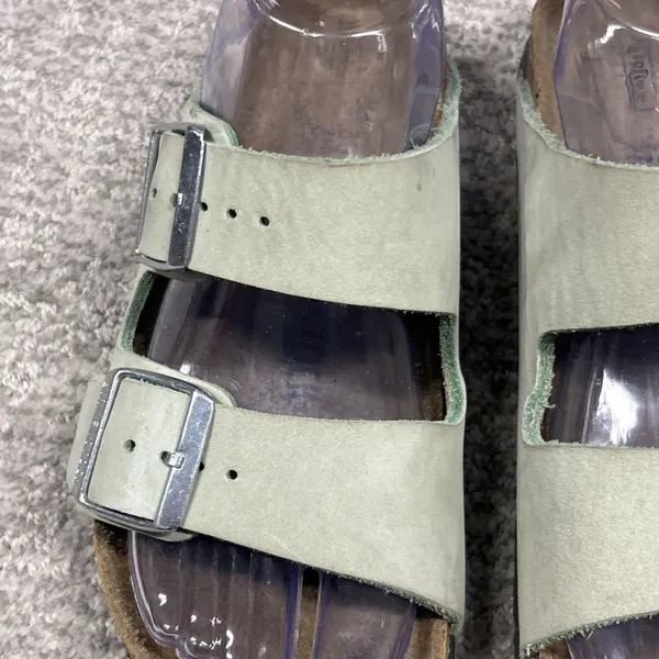 Birkenstock Arizona Leather Sandals Womens 7 Light Green EU 38 Mens 5 - Image 5