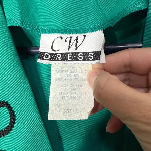 Vintage CW Dress 2 Piece Set Teal Green Soutache Trim‎ Bolero Blazer Dress 10 - Image 9