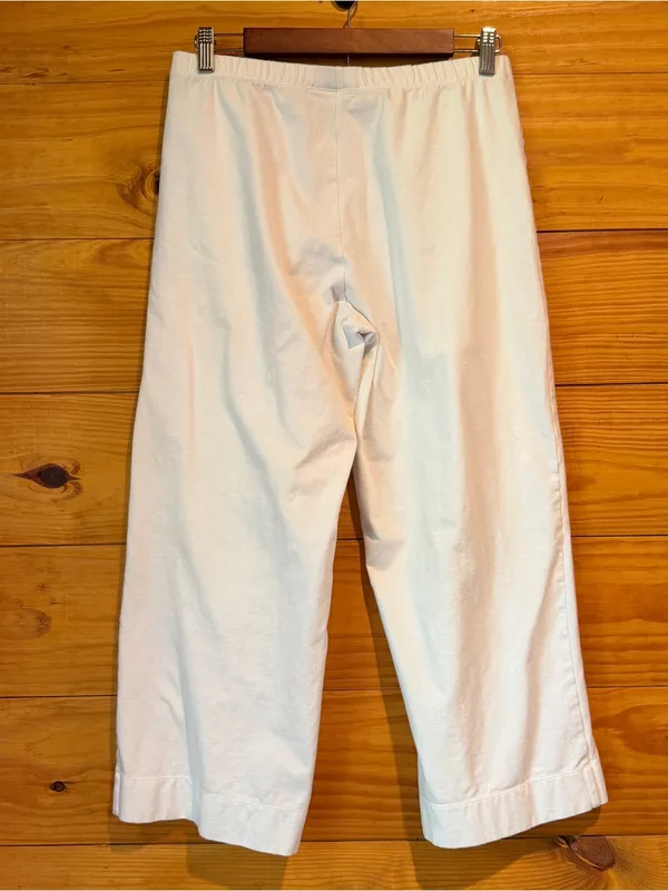 Soft Surroundings Newport Beach Cropped Wide Leg Pants White Cream Small Buttons - Image 3