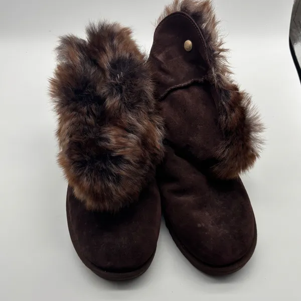 UGG Australia Brown Suede Faux Fur Cuff Winter Boots Womens 10 - Image 10