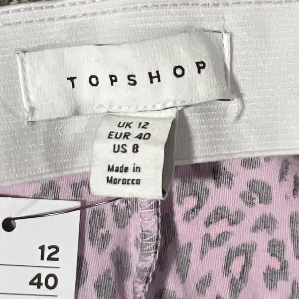 Topshop Leopard Mini Skirt Women 8 Pink Black Animal Print High‎ Waist Stretch - Image 4