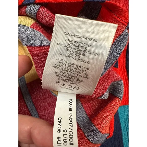 Express | Tie-Front Button Down Blouse Colorful | Women's Medium - Image 7