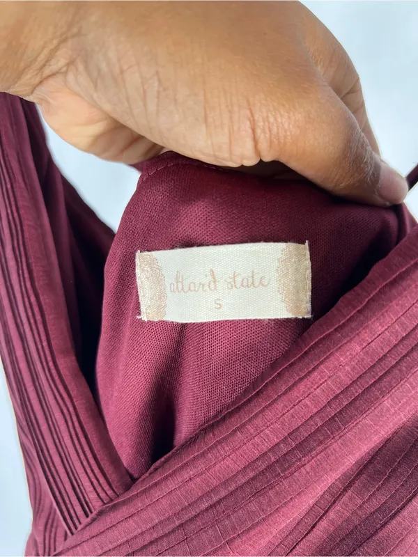 NWT Altar’d State Burgundy Pleated Tiered Mini Dress Size S - Image 4