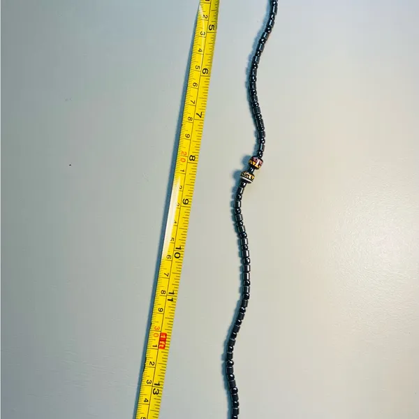 Black Hematite Cylind‎ Bead Necklace - Image 5