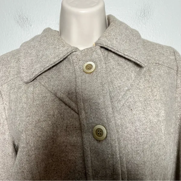 VTG 40s 50s Women Wool Coat Small Tan Longline‎ Hooded Scarf USA Made Lined - Image 2