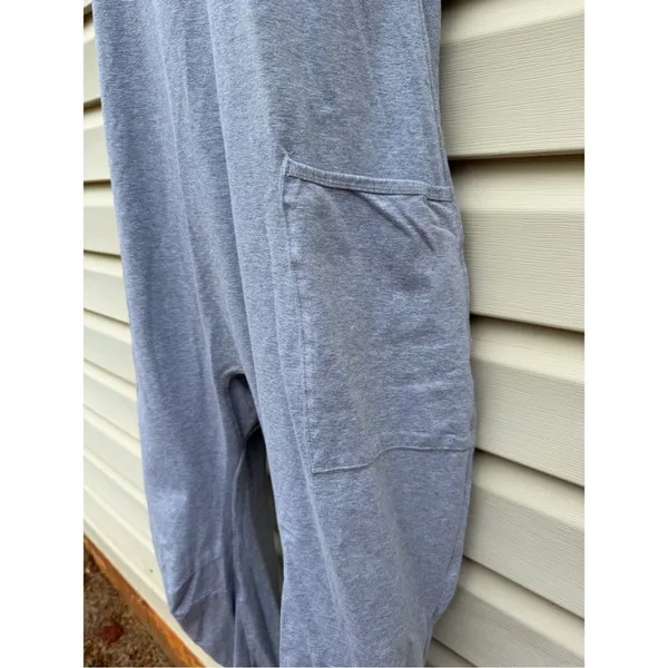 Kimberly Gray Barrel Leg Jumpsuit Ruched Hem Boho Pockets Size M - Image 4