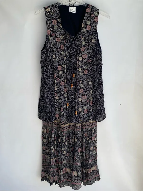 Vintage 90s Casual Corner mixed print boho granola witchy skirt matching set M - Image 6