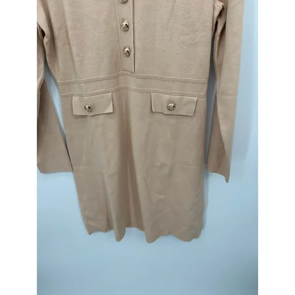Academia Preppy Tan Knit Sweater Dress Size L NWT Quiet Luxury Old‎ Money - Image 2