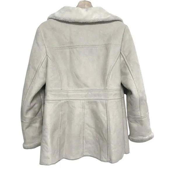 Vintage a.n.a. cream winter jacket small faux fur suede neutral beige 90s Y2K - Image 2