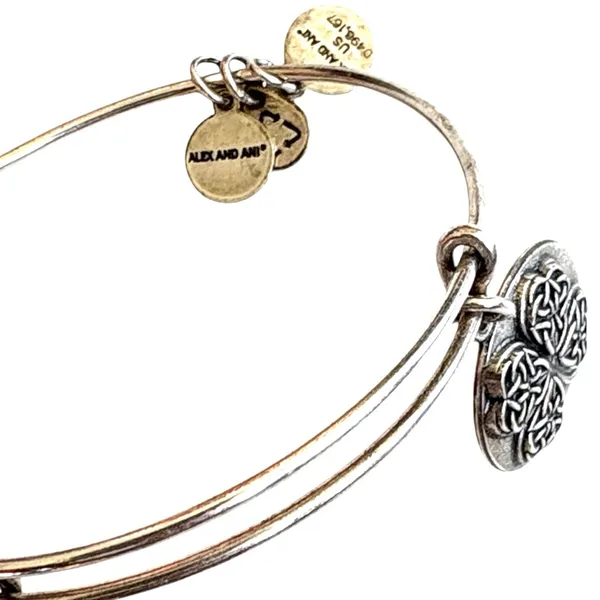 EUC Alex And Ani Shamrock Bracelet Silver - Image 3