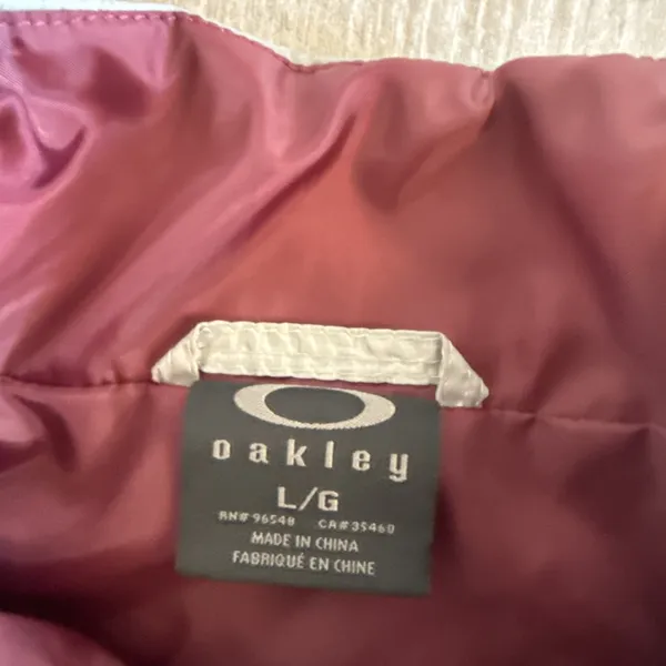 Oakley Women's Gray/Maroon Quilted Full Zip Insulated Jacket Logo Size-L - Image 4
