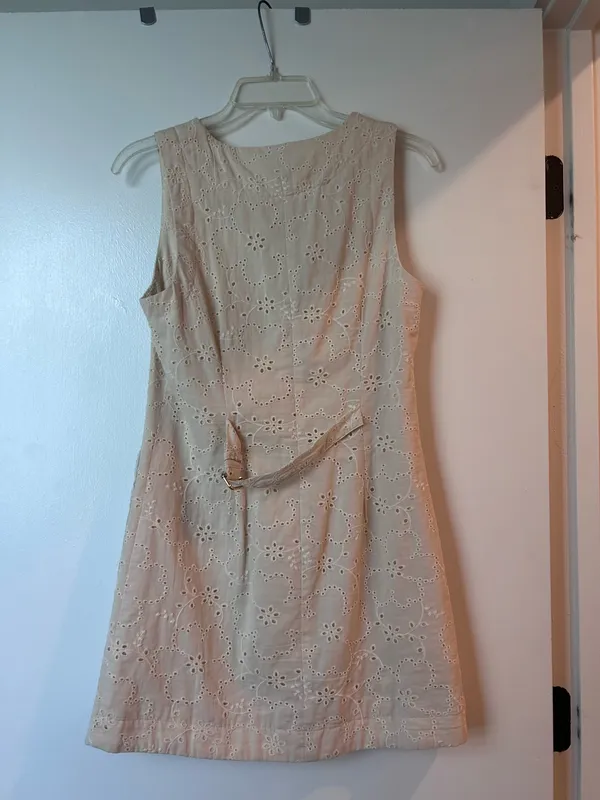 Karlie Eyelet Shift Dress Nude - Image 2