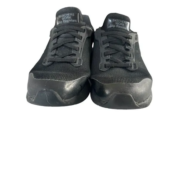 Skechers Women's Size‎ 5 Slip Resistant Work Shoes Black Lace Up Sneakers Mesh - Image 3