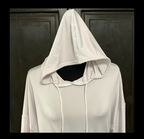 Shein white longsleeves Hoodie top with bag -Size Medium. Excellent condition, gently warn. Measurements approximately 18” from armpit to armpit x 19” long. Non-smoking home. priced to sell at as is condition. Don’t like my price, make reasonable offer! And thank you for checking my closet. - Image 3