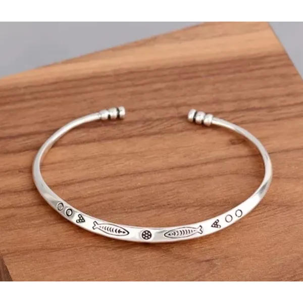 Engraved Boho Cuff Bracelet | 925 Sterling‎ Silver - Image 8