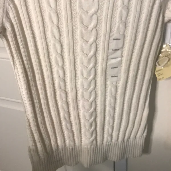 High Sierra cable knit cream light weight sweater M - Image 5
