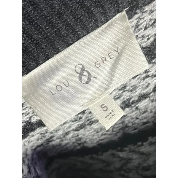 Lou & Grey‎ Women's S Fair Isle Zip Turtleneck Sweater Black White Nordic Winter - Image 4