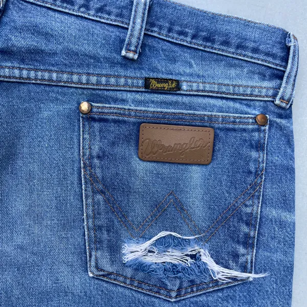 Wrangler Vintage Blue Denim Jean Distressed Pants - Image 7