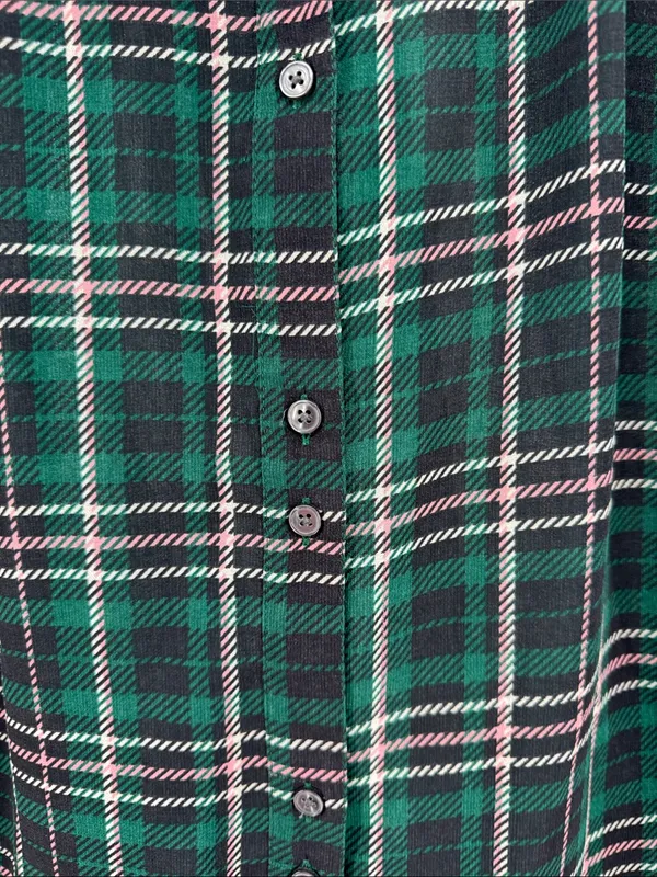 Ann Taylor sheer button front plaid puff sleeve top L professional office casual - Image 11