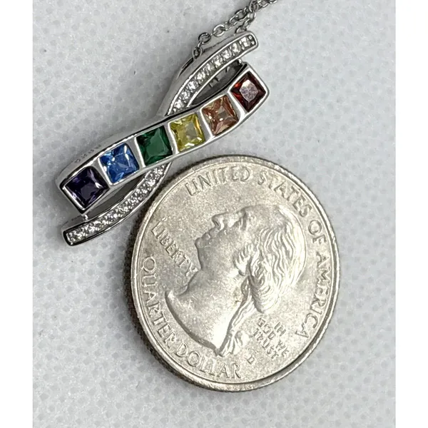 Cynthia Rowley New York Rainbow CZ Pendant 18 -20'' Necklace Sterling 925 Silver - Image 8