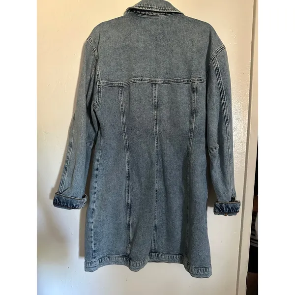 Good American Barrel Long Sleeve Denim Mini Dress Indigo‎ Wash L - Image 7