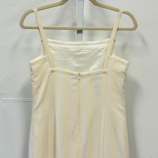 Mondi Yellow Striped Linen‎ Wool Blend Sheath Dress Square Neck Size 38 Hungary - Image 4