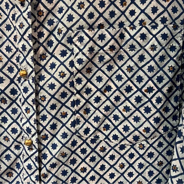 Roberta Roller Rabbit‎ Gold Button Down Geometric Print Shirt Tunic Size Large - Image 7