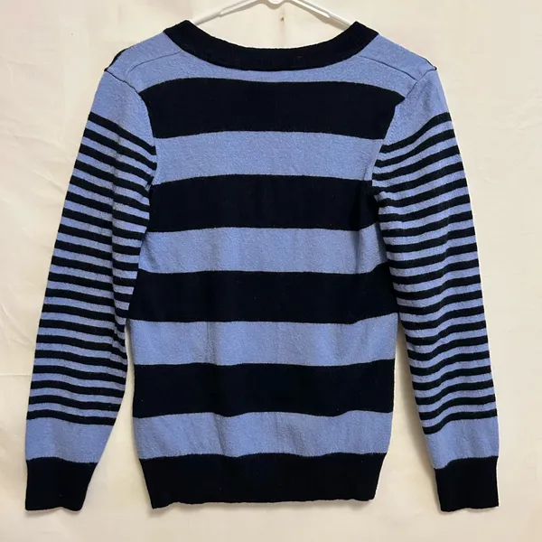 Talbots Merino Wool Striped V Neck‎ Sweater Size Medium - Image 6
