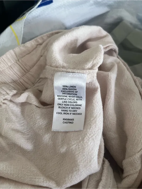 Beige Linen Blend Pull On Shorts Medium Euro Summer Coastal Resort Neutral - Image 8