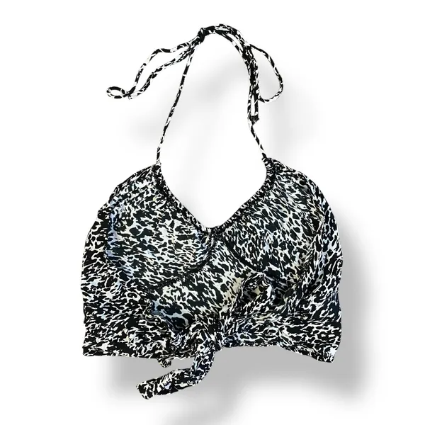 Motel Rocks Leopard Print Tie Back‎ Halter Top Womens Size XS Black White - Image 4