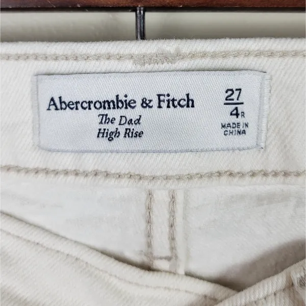 Abercrombie & Fitch Dad High-Rise Criss Cross Straight Leg Jeans Cream Size 4 - Image 8