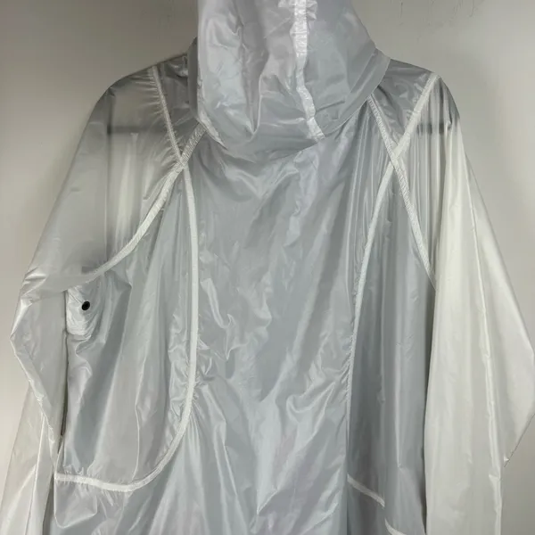 Athleta White Lined Windbreaker Jacket Sz 1X Full Zip Athletic Pockets Hooded - Image 13