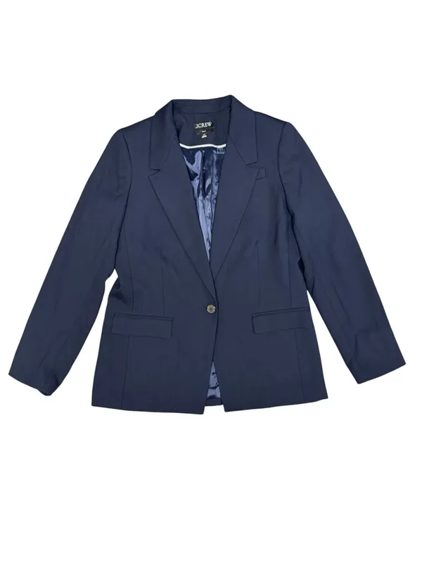 J. Crew Willa Blazer Italian City Wool Blend Jacket Navy Blue 12T TALL BK023 - Image 4