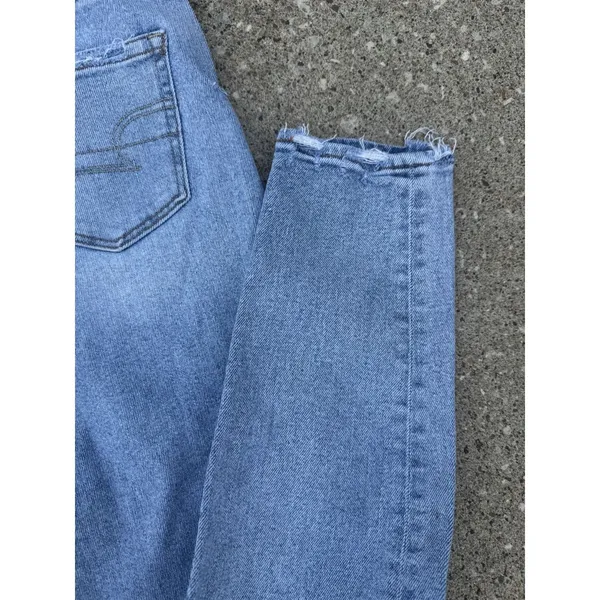 American Eagle Women's Stretch Mom Jeans Straight Leg SZ 4‎ Distressed - Image 9