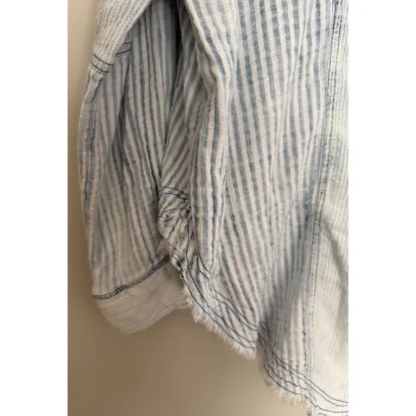 Free People We The Free Indigo Skies Blue Stripe Shirt Women's Size Small - Image 10