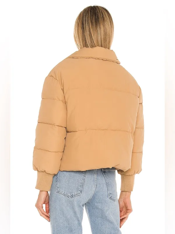 Lovers & Friends‎ Revolve Jillian Puffer Jacket Nude Full Zip Womens Size L - Image 4