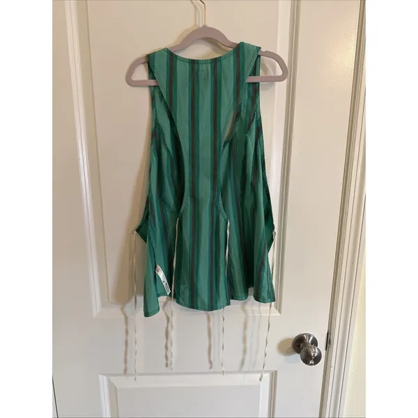 Free People Free-est Green Striped Coconut Top Side Tie Size XS Boho Hippie - Image 3