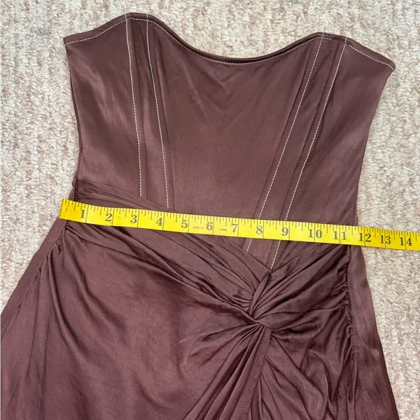 Zara Brown Satin Corset w/Mock Wrap Attached Skirt Sold Out Size Medium. H46 - Image 11