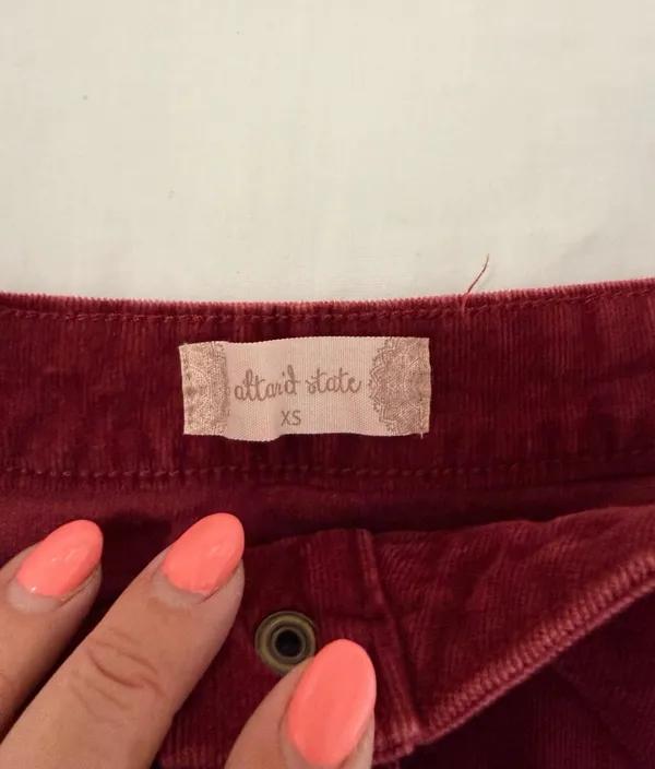 Altard State Women’s XS Burgundy Corduroy Button Front Mini Skirt - Image 2