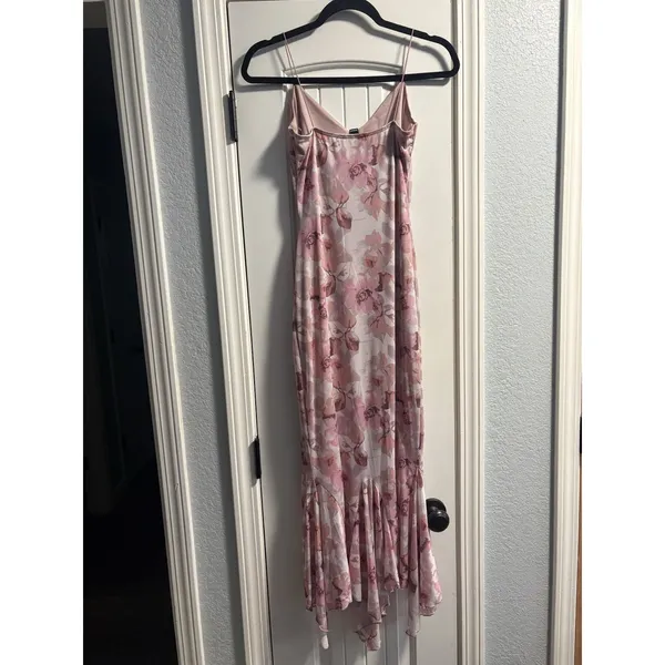 Windsor Maxi Dress Womens Medium Pink Floral Mesh Ruffle Hem Mermaid GLA1141 - Image 4