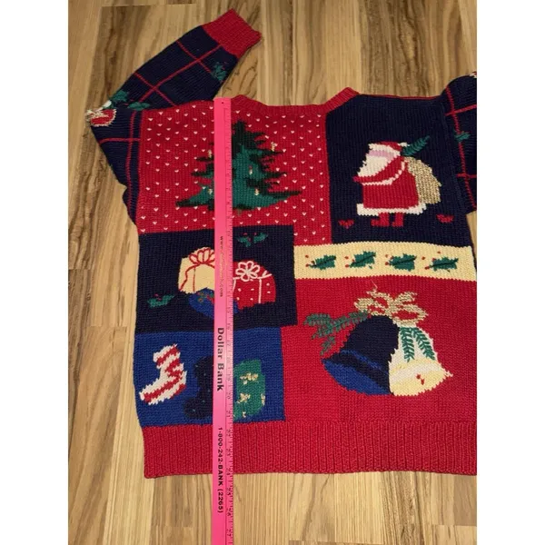 VTG Dean's of Scotland Patchwork Sweater Medium Ugly Christmas‎ Heavy Knit - Image 7
