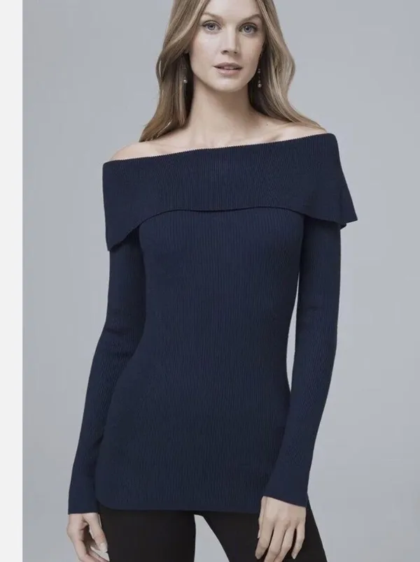White House | Black Market Bow Back Silver Metallic Sweater Size XS - Image 6