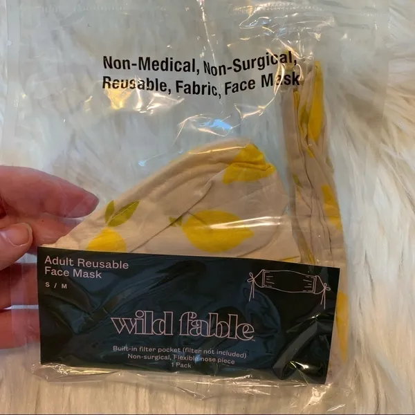 Wild Fable Size Small/Medium Fabric Mask Lemon Print Interchangeable Ties Cotton - Image 3