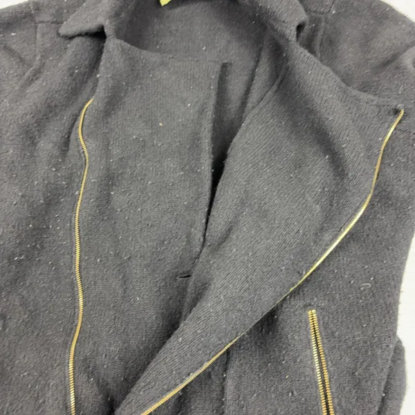 Lauren Ralph Lauren Sweater Womens Medium Black Lambs Wool Full Zip Knit - Image 7