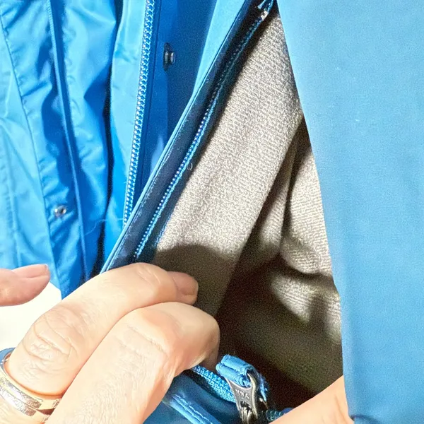 Orb Brand nylon rain‎ jacket snap zip utility faux fur lining blue gray - Image 4