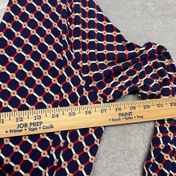 Talbots‎ Shirt Womens Large Blue Red V Neck Pullover Ruched Knit Stretch Classic - Image 5