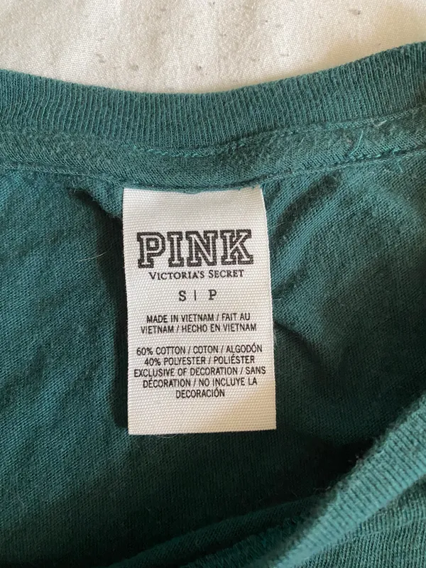 PINK - Victoria's Secret Green And White T Shirt - Image 3