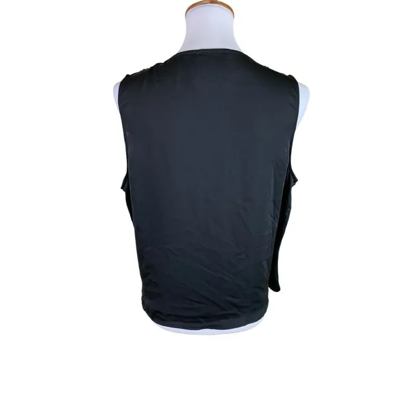 L'Academie‎ Los Angeles Sleeveless Surplice Wrap Blouse Black V Neck Small - Image 2